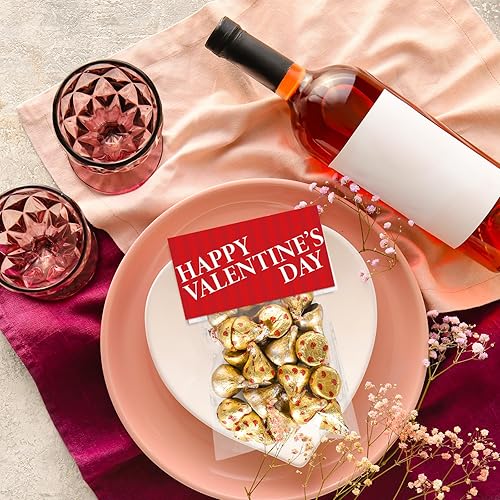 Miniatura 6 de JarThenaAMCS 48 bolsas de regalo autoadhesivas para el día de San Valentín con adornos de corazón rosa, bolsas de plástico para regalos de fiesta,