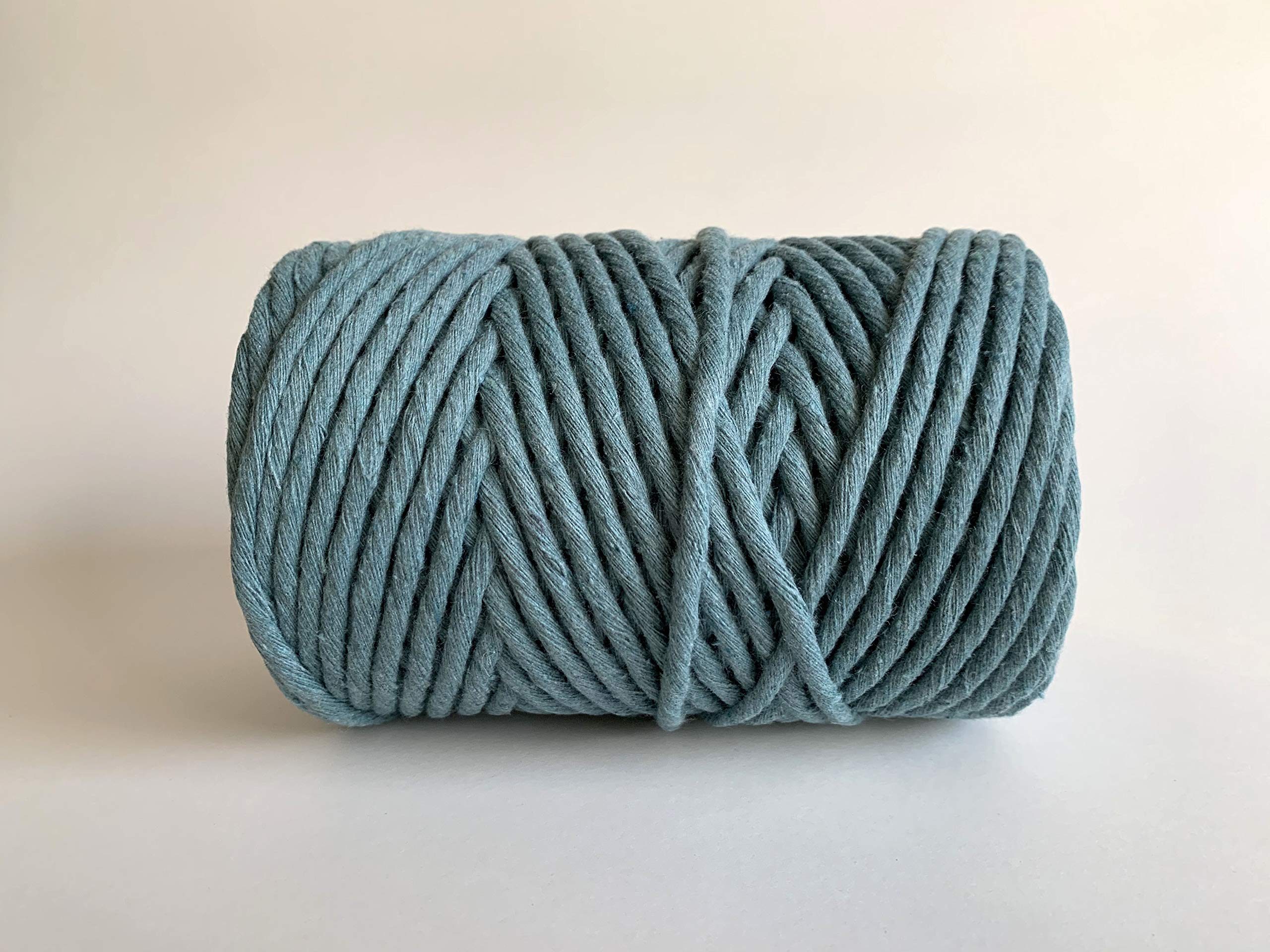 6mm Single Strand Macrame Cord/Recycled 100% Cotton Fiber Art Rope - Teal