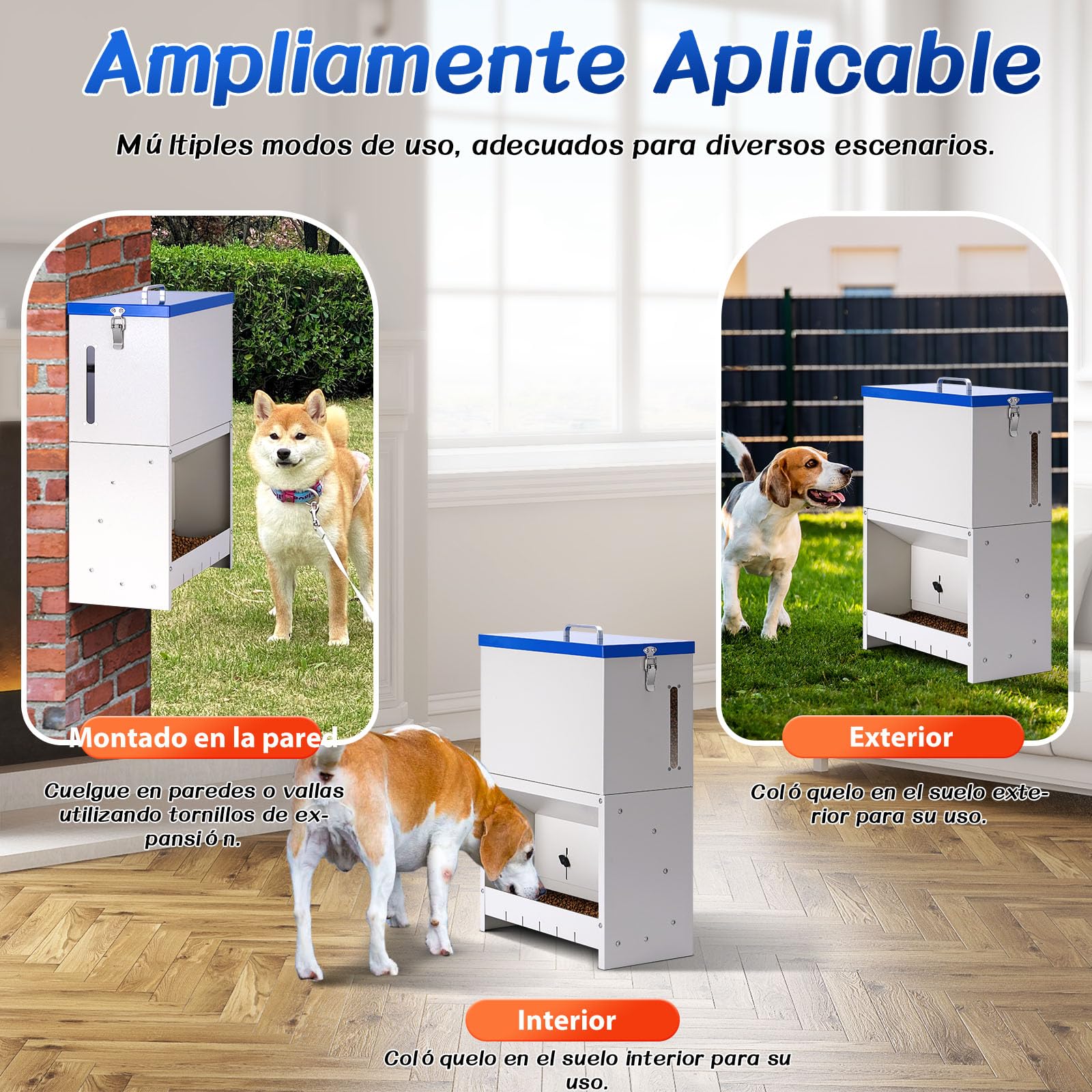 Dispensador automático de Comida para Perros 10 kg Alimentación automática para Dispensador de Comida para Perros al Aire Libre de Gran Raza Alimentación de Gravedad galvanizada