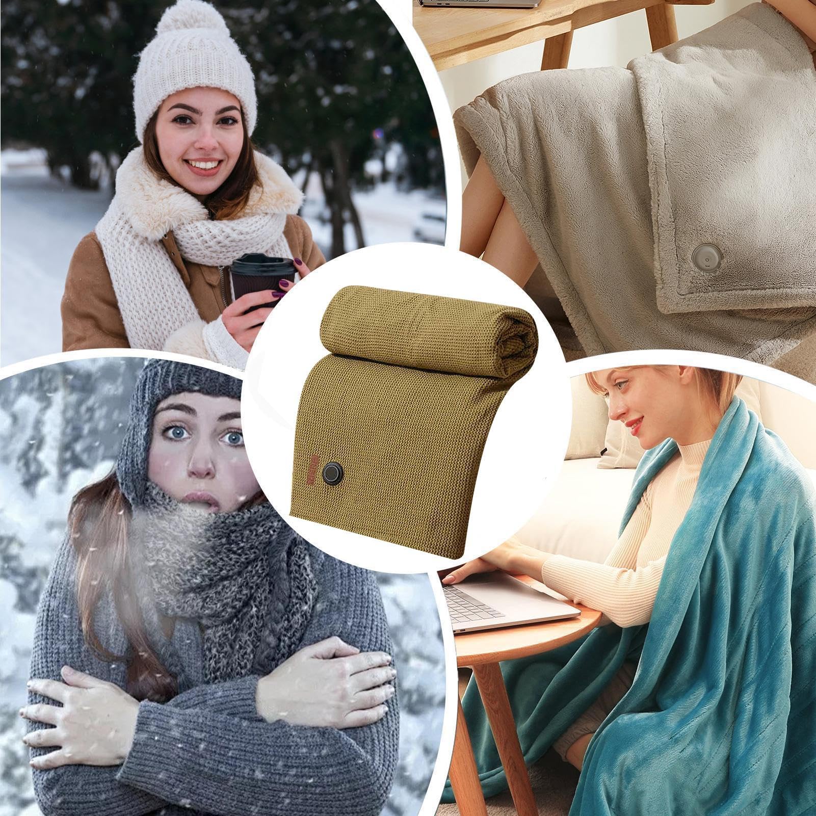 Coperto senza sforzo: la nostra coperta riscaldata portatile offre a: il nostro design efficiente del connettore USB fornisce un calore confortevole senza la limitazione 'alimentazione | Lavabile Per Casa, Ufficio, Viaggio, Campeggio, Divano, Auto, Aereo,