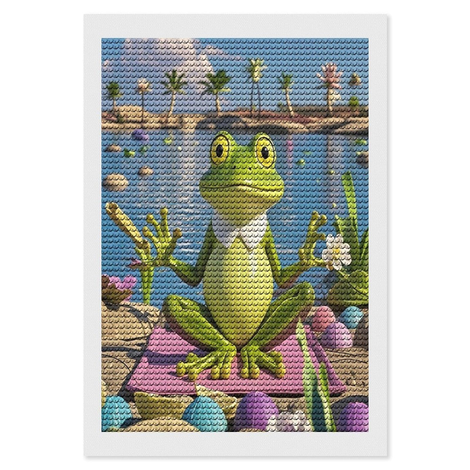 FekiLoot Funny Yoga Frog Diamond Painting Kits for Beginners DIY Diamond Art Kits for Adults Full Drill Round Diamond Dot Gem Art Painting Fun DIY Crafts for Home Kitchen Wall Decor Gift 8"x12"
