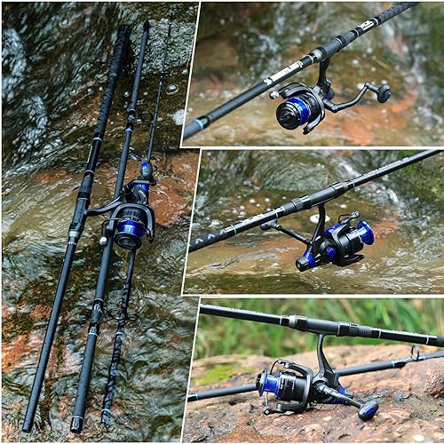 Miniatura 7 de Sougayilang Combo de caña de pescar de surf, tamaño mediano, pesado, 3 piezas, con carrete de tamaño 4000 para viajes