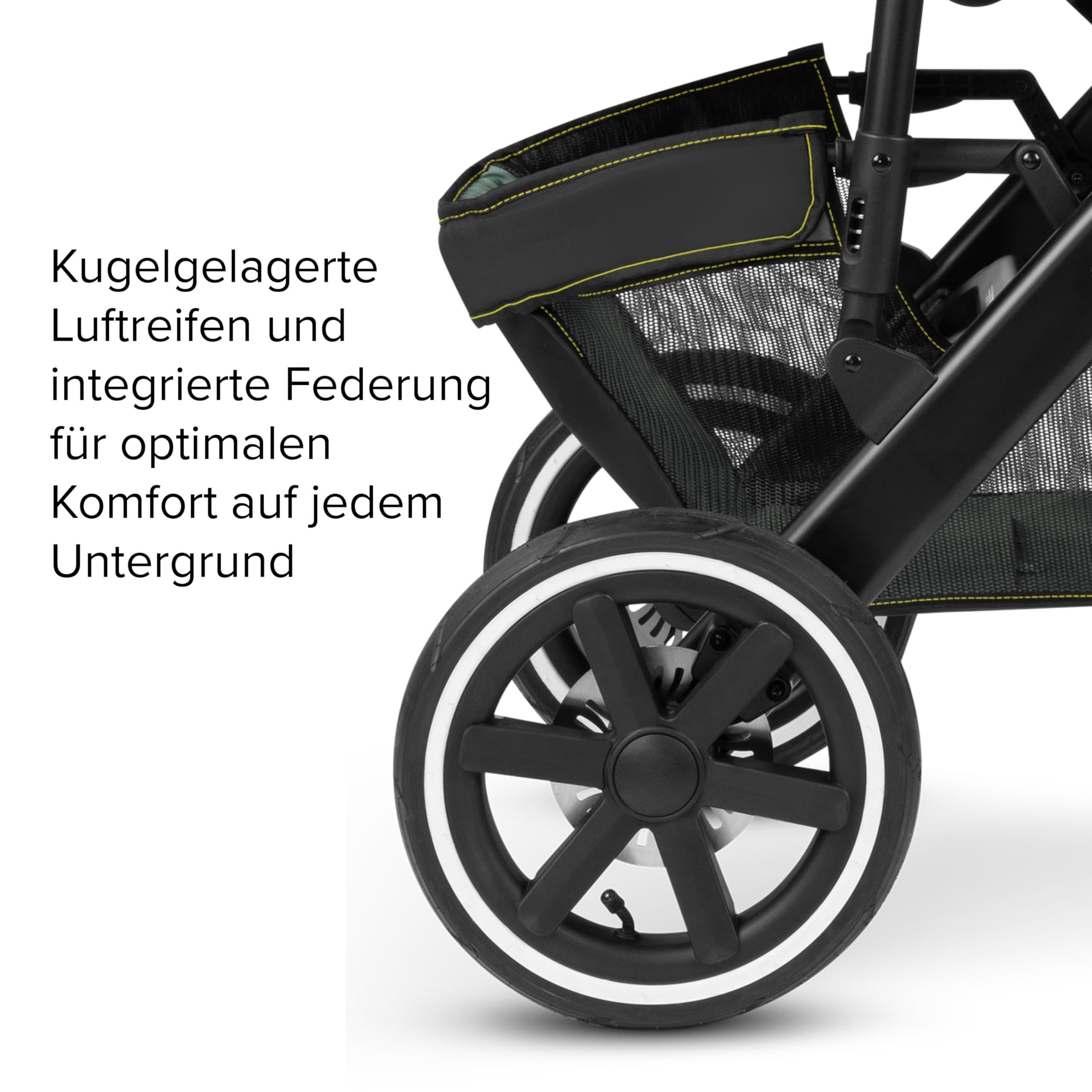 ABC Design Sportkinderwagen Salsa Run – Jogger Dreirad-Kinderwagen mit Sportsitz, Luftreifen, Federung und Handbremse (aqua)