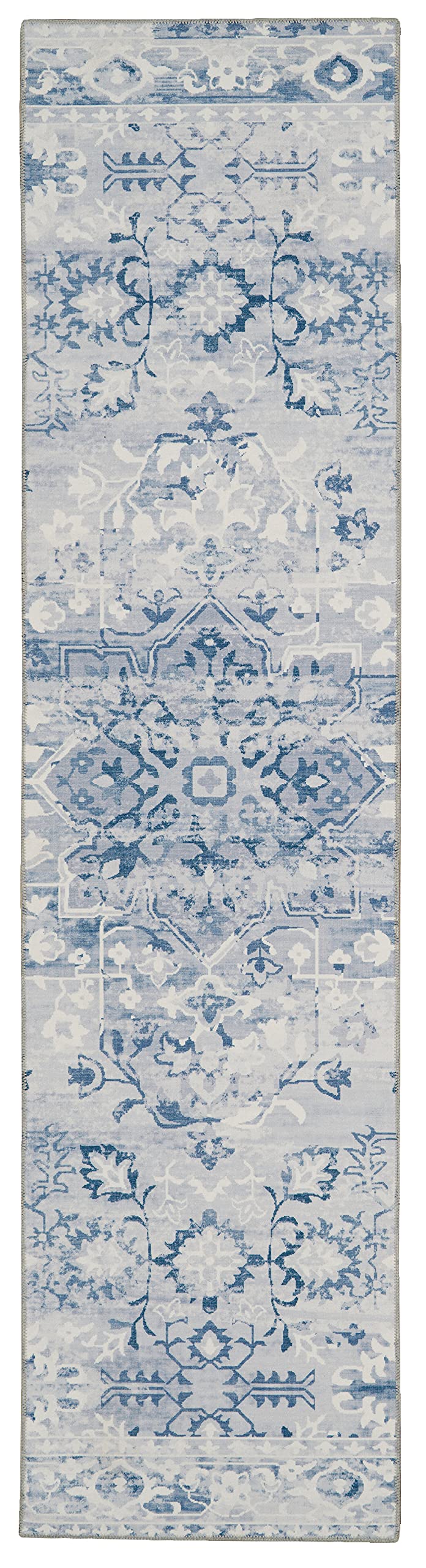 Linon Home Decor Products The Anywhere Washable Rug Klinch Grey Ivory 2 X 8 Runner Rug