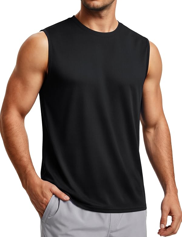 MAGCOMSEN Men's Sleeveless Tank Tops Quick Dry Workout Shirts Black by MAGCOMSEN - Used condition - US$16.84