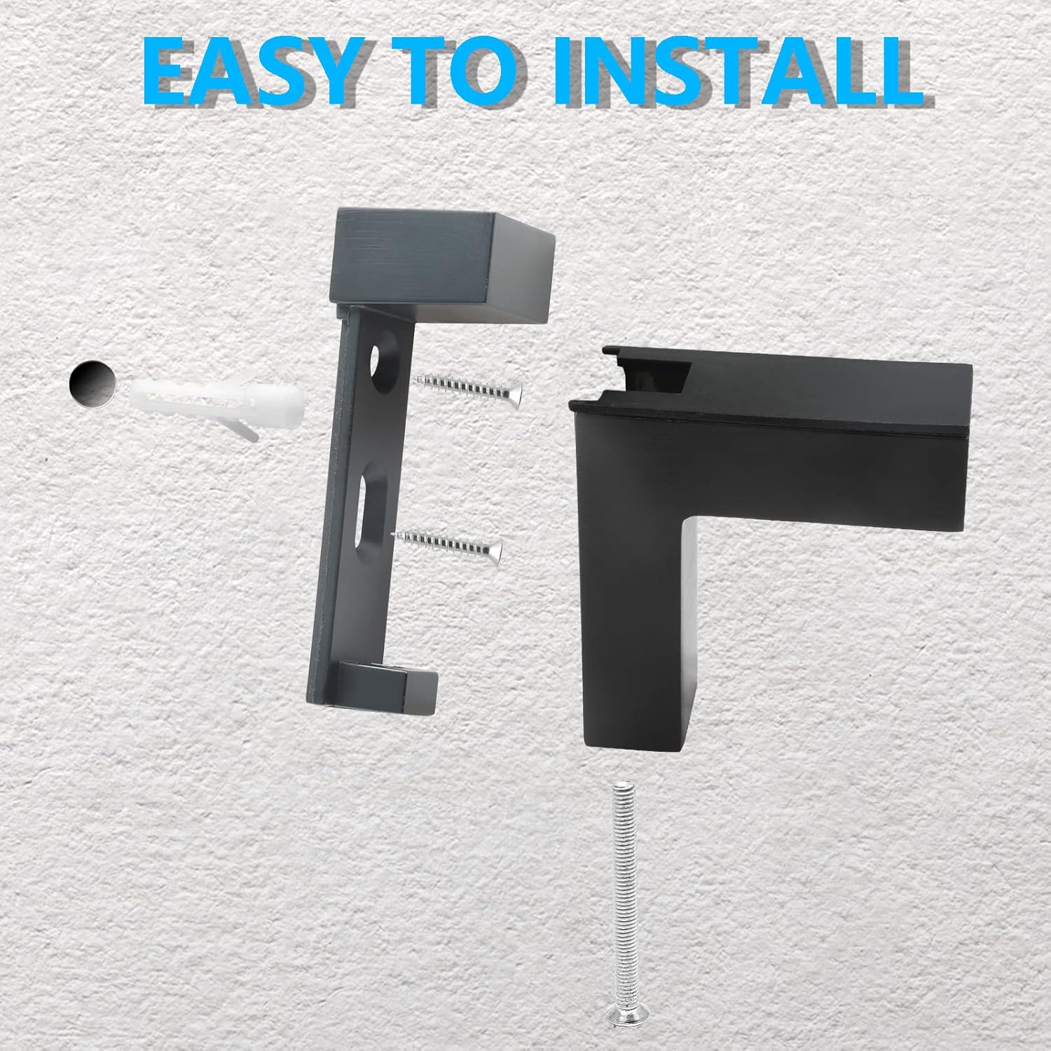2PCS Glass Shelf Bracket, Adjustable Wall Mount Shelf Bracket Holder, for 3-28mm Thick Shelve, Working Load Limit: 44lbs (Black, Large)