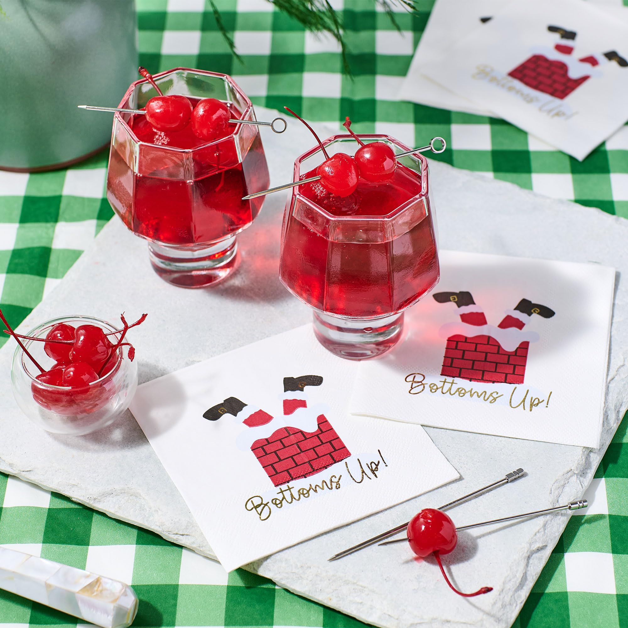 Condition photo showing New/Like New for Coterie Holiday Santa Cocktail Napkins (Set of 20) - Christmas Cocktail Napkins, Fun Cocktail Napkins, Funny Paper Napkins, Witty Holiday Napkins | 5" Paper Napkins