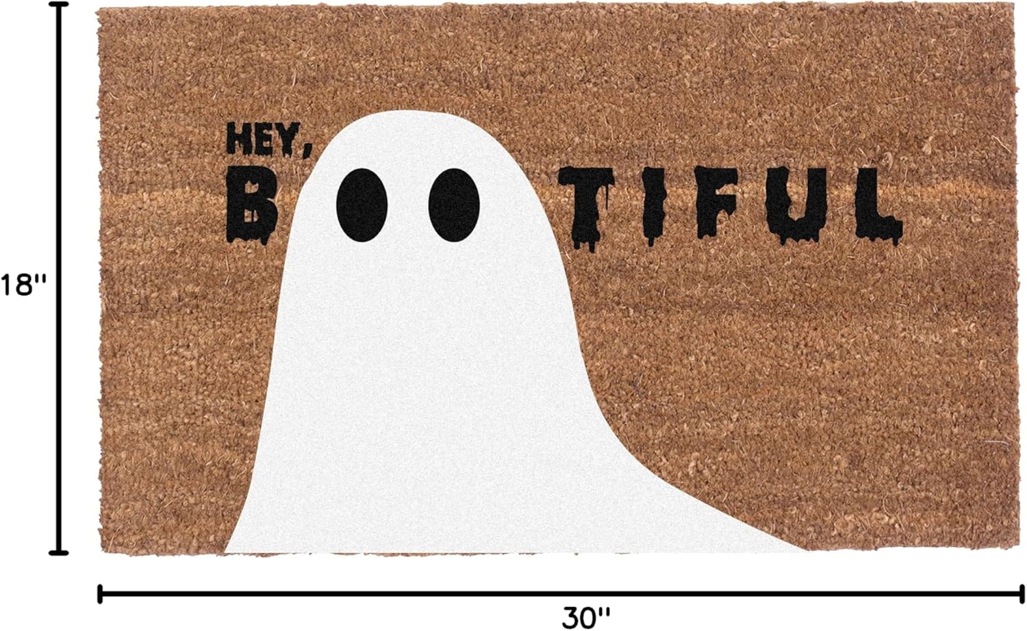 COCO MATS 'N MORE Halloween Door Mat Made in USA | Size: 18" x 30" x 0.6" - Durable Coir Outdoor Rug with Sustainable Vinyl Backing | Hey Bootiful