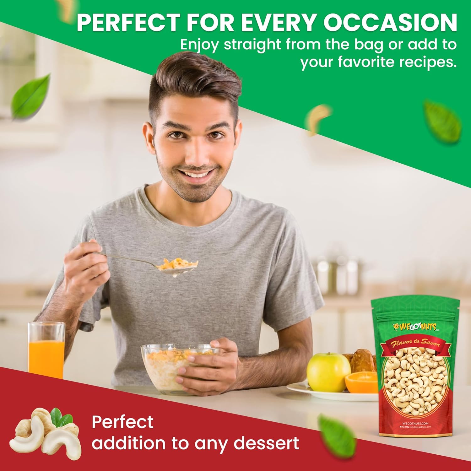 Raw Whole Unsalted Cashews – 5 lbs.- Premium Quality Kosher Raw Cashews By We Got Nuts – Oil-Free Natural, Healthy & Diet-Friendly Snack – Gourmet Savory Flavor – Air-Tight Resealable Bag Package