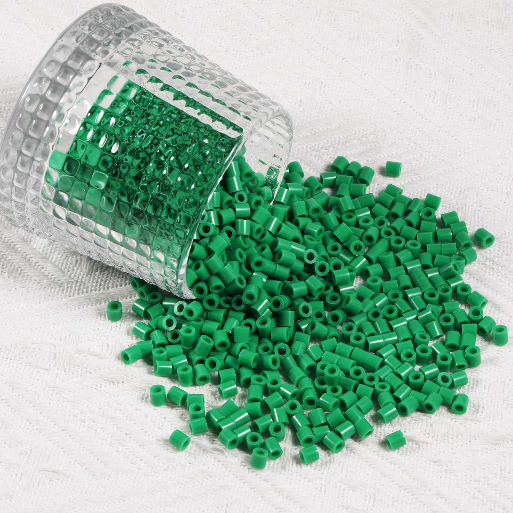 1000Pcs Loose Fuse Beads 5mm Bulk Refill Kit Fast Easy to Use Stress Relief Pixel Art Melting Beads for DIY Decor Crafts Creative Handmade Projects 3D Craft (Green 1) - Image 4
