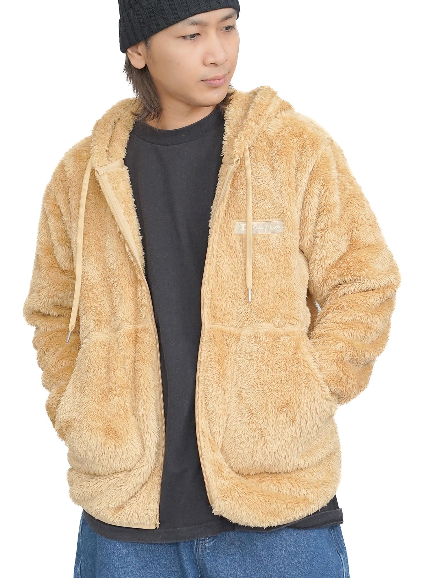 Amazon.co.jp: Champion ジップパーカー メンズ シェルパフリース  