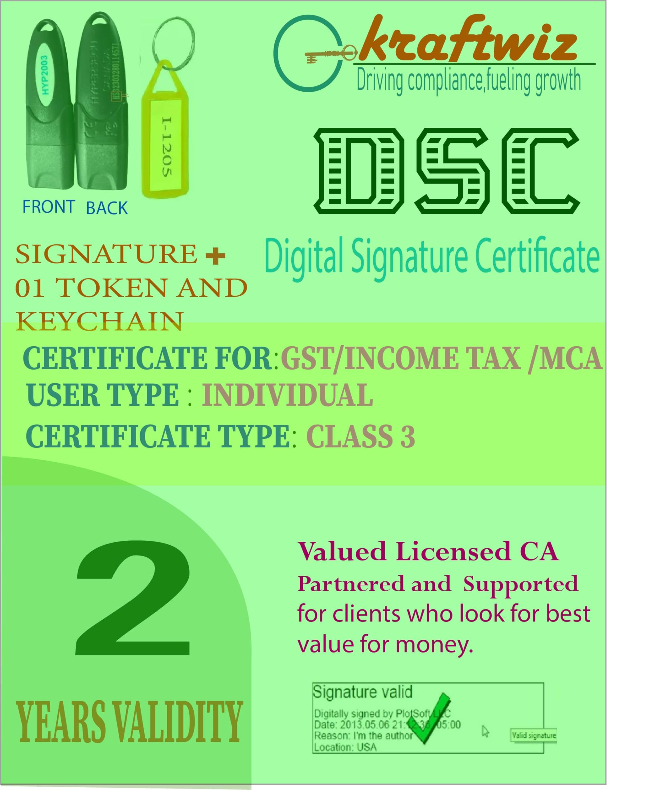 CLASS 3 DIGITAL SIGNATURE WITH TOKEN FOR 2 YEAR VALIDITY (HyperPKI HYP2003 - New HS Series (ePass 2003 Auto) FIPS USB Token (FIPS 140-2 Level 3 Certified) BY KRAFTWIZ (B0D9TRPZXC) Amazon Price History, Amazon Price Tracker