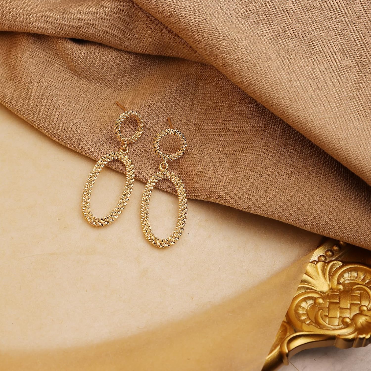 JeanBeau Gold Chunky Heart Dangle Drop Double Stud Earrings for Women, Valentine Trendy Statement Love Dangling Hypoallergenic Earing Wedding Prom Jewelry Gift - Image 7