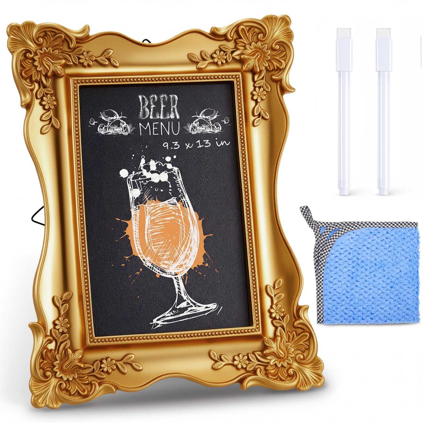 1 Pack Framed Tabletop Chalkboard Sign 6.5 x 8.2 in Rustic Frame, Rectangle