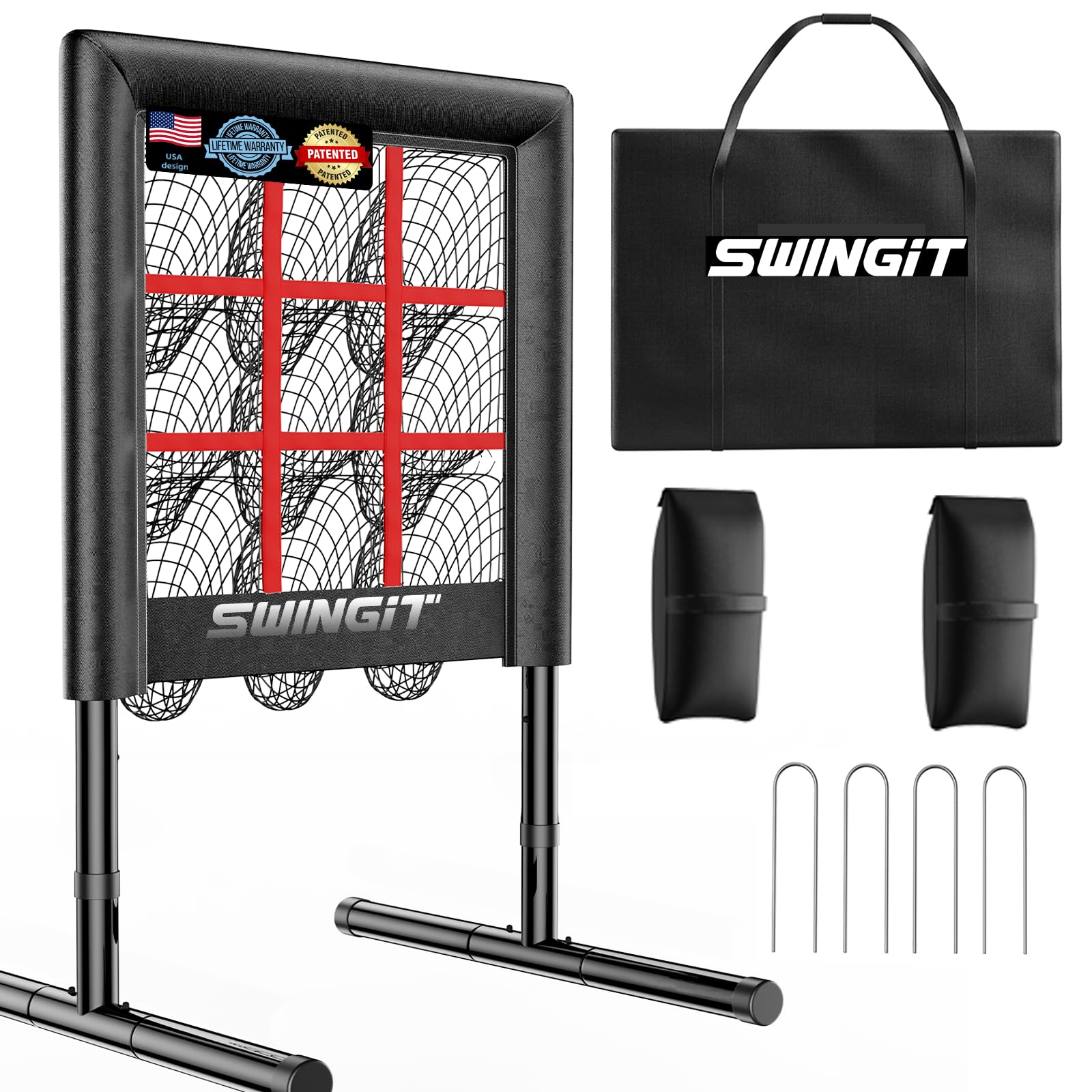 Photo 1 of **NET HAS SOME DAMAGE** Upgrade 9 Hole Baseball Pitching Net with Strike Zone, Professional Heavy Duty 9 Pocket Softball Pitching net, Throwing Target Portable for Accuracy Training Practice Net, Adjustable Height