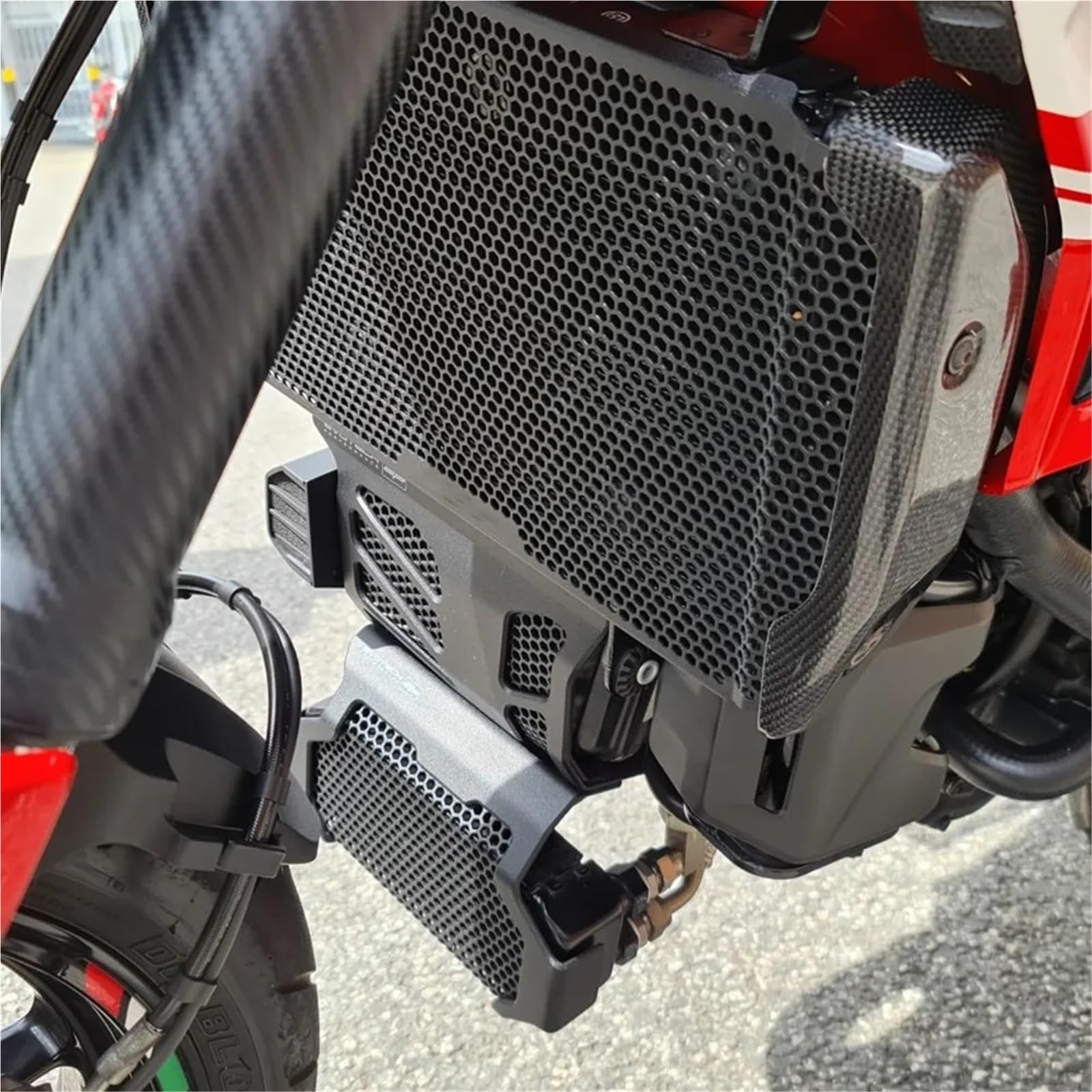 Oil Cooler Guard Chłodnica Protector Osłona Pasuje do Ducati Hypermotard 821 939 SP 2013 2014 2015 2016-2018 Osłona chłodnicy Osłona chłodnicy(HYPERSTRADA LOGO)