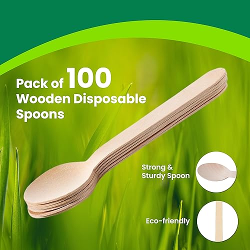 Vista 13 de Perfect Stix Spoon 158-250 cucharas desechables de madera, longitud 6 pulgadas, color verde (Paquete de 250 unidades)