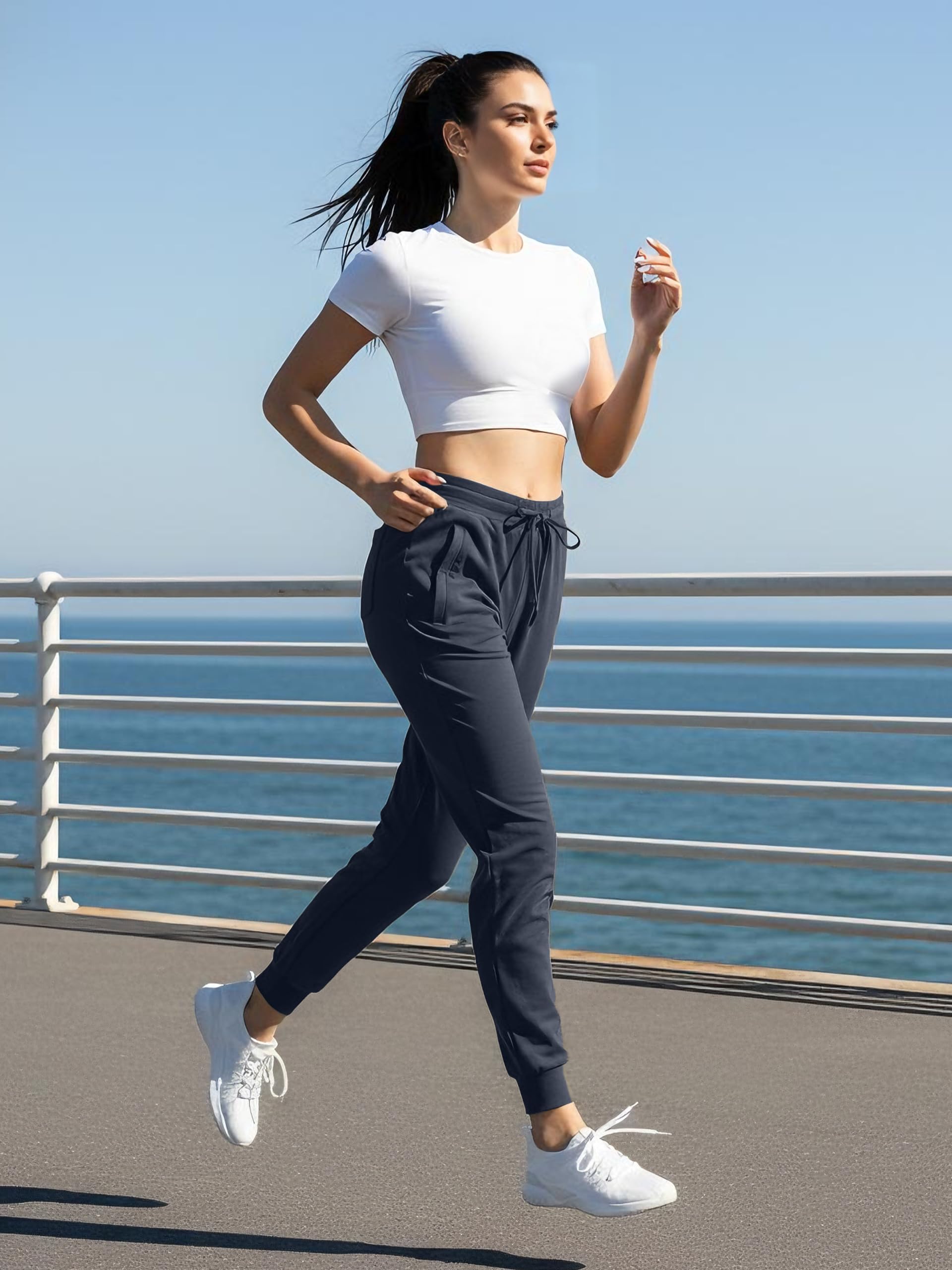 SEVEGO Pantalon de Jogging Femme Survêtement Sport en Coton Cordon de Serrage avec Poches Elastique