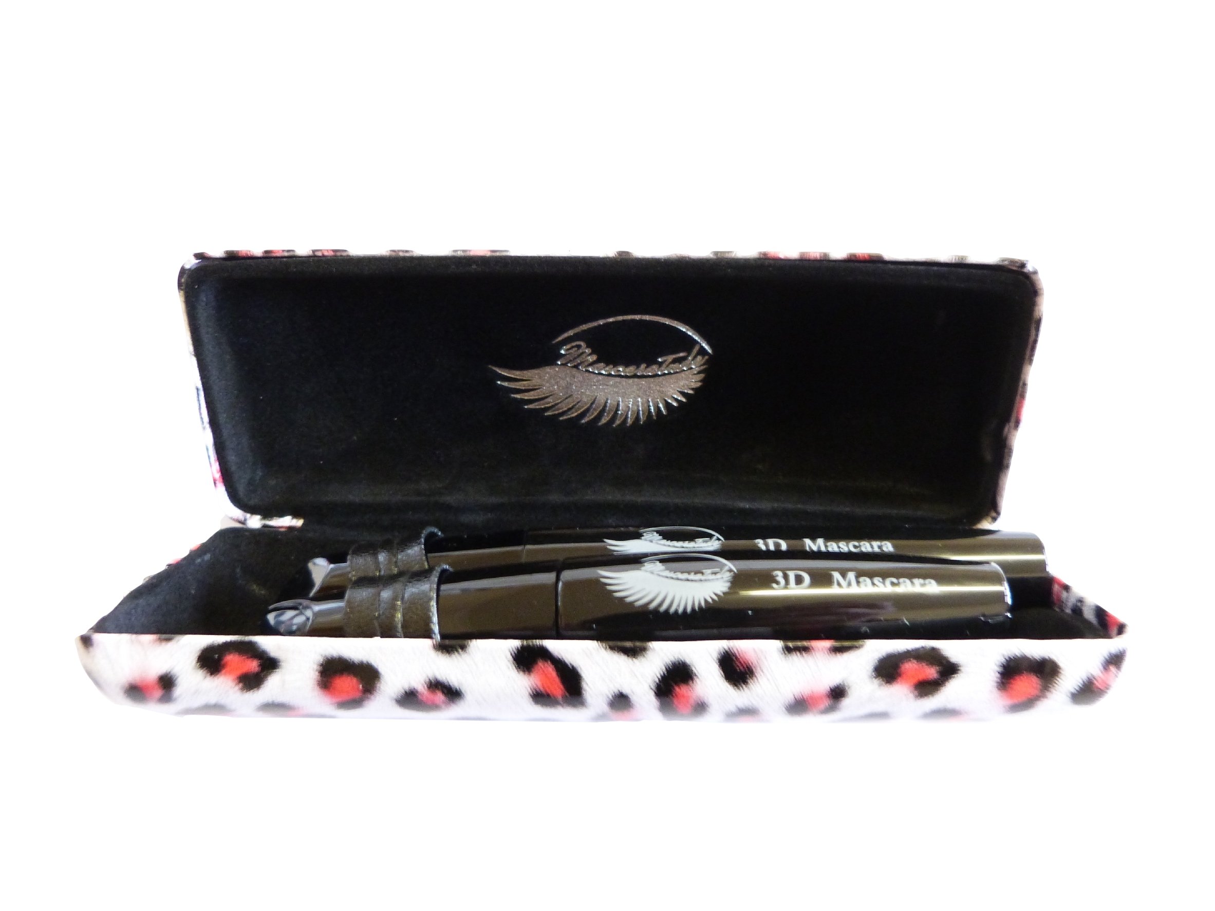 Give Your Eyelashes Some Attitude! Thickening, Lengthening Black Mascara with Natural Fibres and Leopard Display Case
