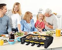 Vista 4 de TAMARIT Raclette Table Grill for 8, 2 in 1 Small Swiss Style PFAS-No Nonstick Reversible Grill/Griddle Plate Adjustable Temperature Control 1300 W