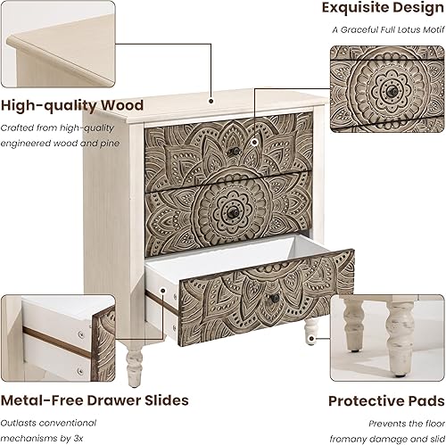 Miniatura 50 de COSIEST Mesita de noche de 2 piezas, 14 pulgadas de profundidad x 18 pulgadas de ancho x 21.5 pulgadas de alto, mesa auxiliar de MDF con 2 cajones,