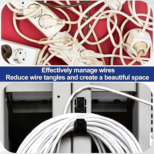 Miniatura 6 de Zonon Soporte de cable negro con gancho en J para colgar gancho en J de metal resistente para gestión de cables y cables, acero galvanizado (1-516