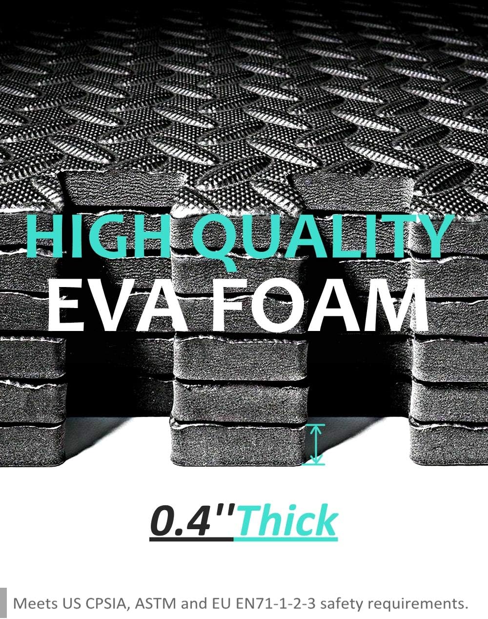 BEAUTYOVO Puzzle Exercise Mat with 12 Tiles Interlocking Foam Gym Mats, 24'' x 24'' EVA Foam Floor Tiles, Protective Flooring Mats Interlocking for Gym Equipment, Black : Sports & Outdoors