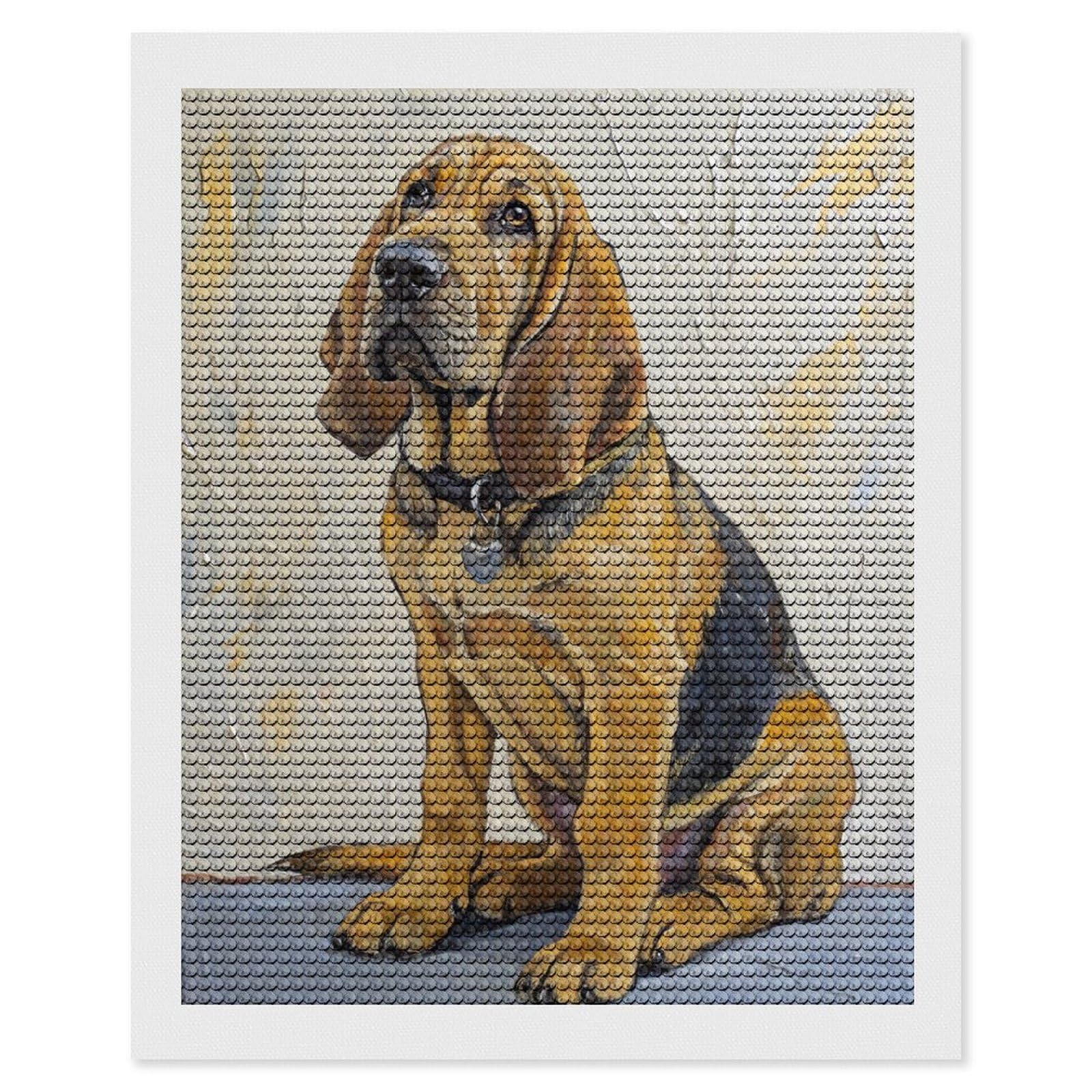Junmoney Bloodhound Dog Portrait Crystal Diamond Art Kit 16"x20", Modern Decor, Boho Decor, Wall Art Gift, Decorative Artwork, Creative Hobby