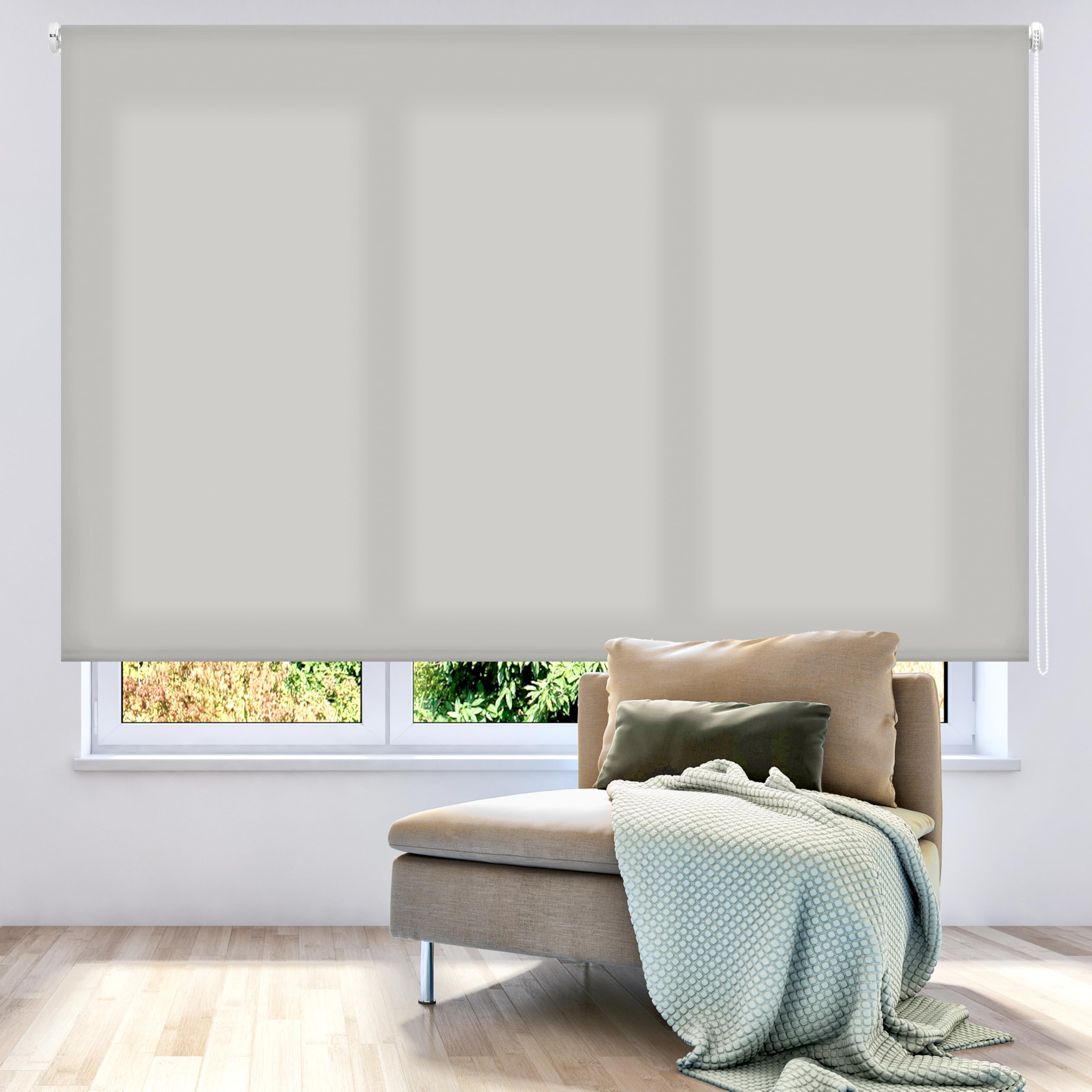 ECOMMERC3 | Tenda Avvolgibile Traslucida Liscia 140x250 - Tenda Avvolgibile Dimensione Tessuto 137x245 - Tenda Facile Installazione a Parete o Soffitto - Tenda Grigio Argento