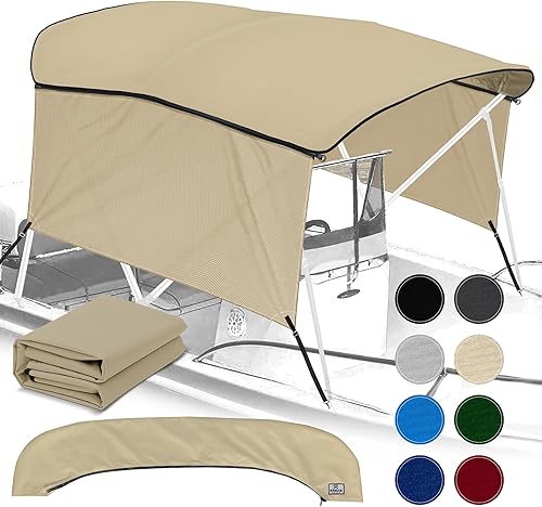 Lona de repuesto universal Bimini de 3 arcos y paredes laterales desmontables con funda de almacenamiento, toldo de barco de grado marino 900D con