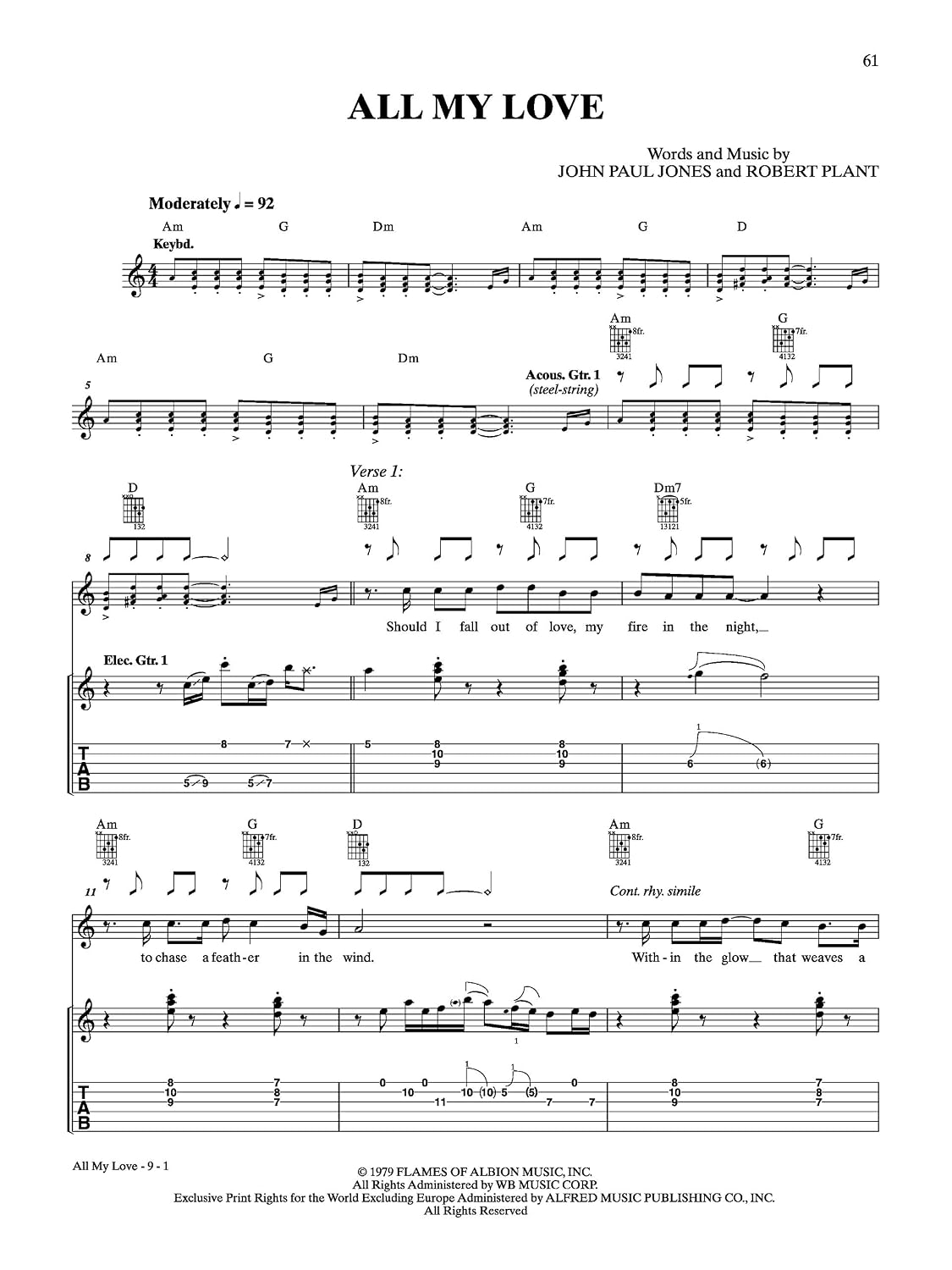 Led Zeppelin -- In Through the Out Door Platinum Guitar: Authentic Guitar TAB (Alfred's Platinum Album Editions)