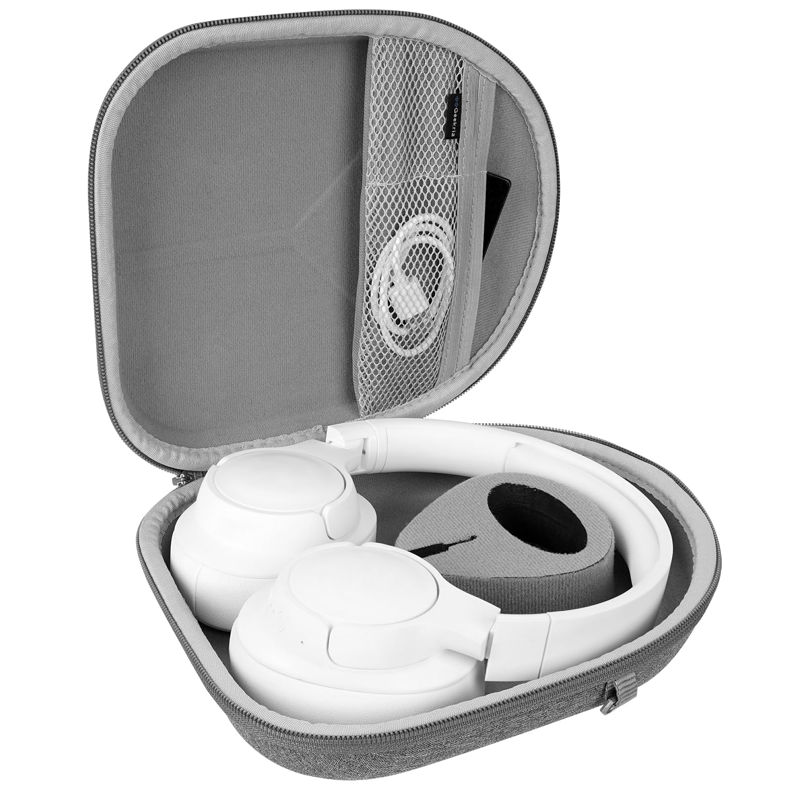 Geekria Shield Headphones Case Compatible with JBL TUNE 770NC, TUNE 760NC, TUNE 750NC, TUNE 720BT, Live 770NC Case, Replacement Hard Shell Travel Carrying Bag with Cable Storage (Grey) - Image 3