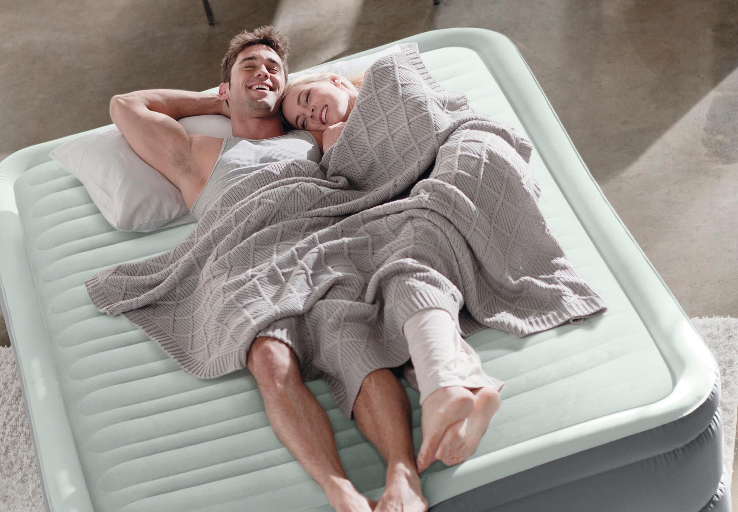 Intex 64906ND - Materasso Dura-Beam PremAire Matrimoniale Autogonfiante, 152x203x46 cm