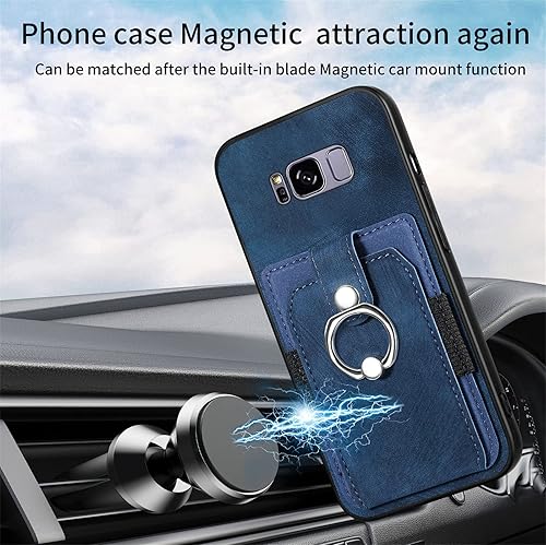 Miniatura 5 de Asuwish Funda de teléfono para Samsung Galaxy S8 con protector de pantalla de vidrio templado y soporte de anillo delgado, soporte para tarjeta de
