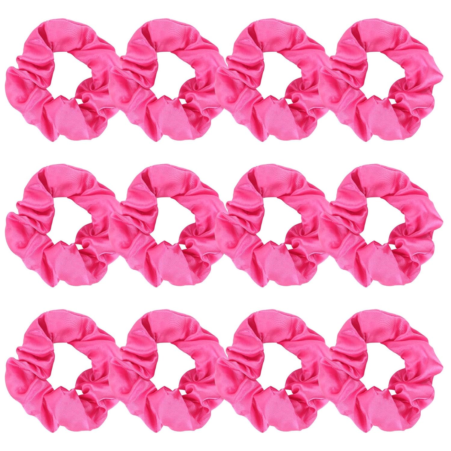 Jaciya 12 Packs Hot Pink Hair Scrunchies Satin Scrunchy
