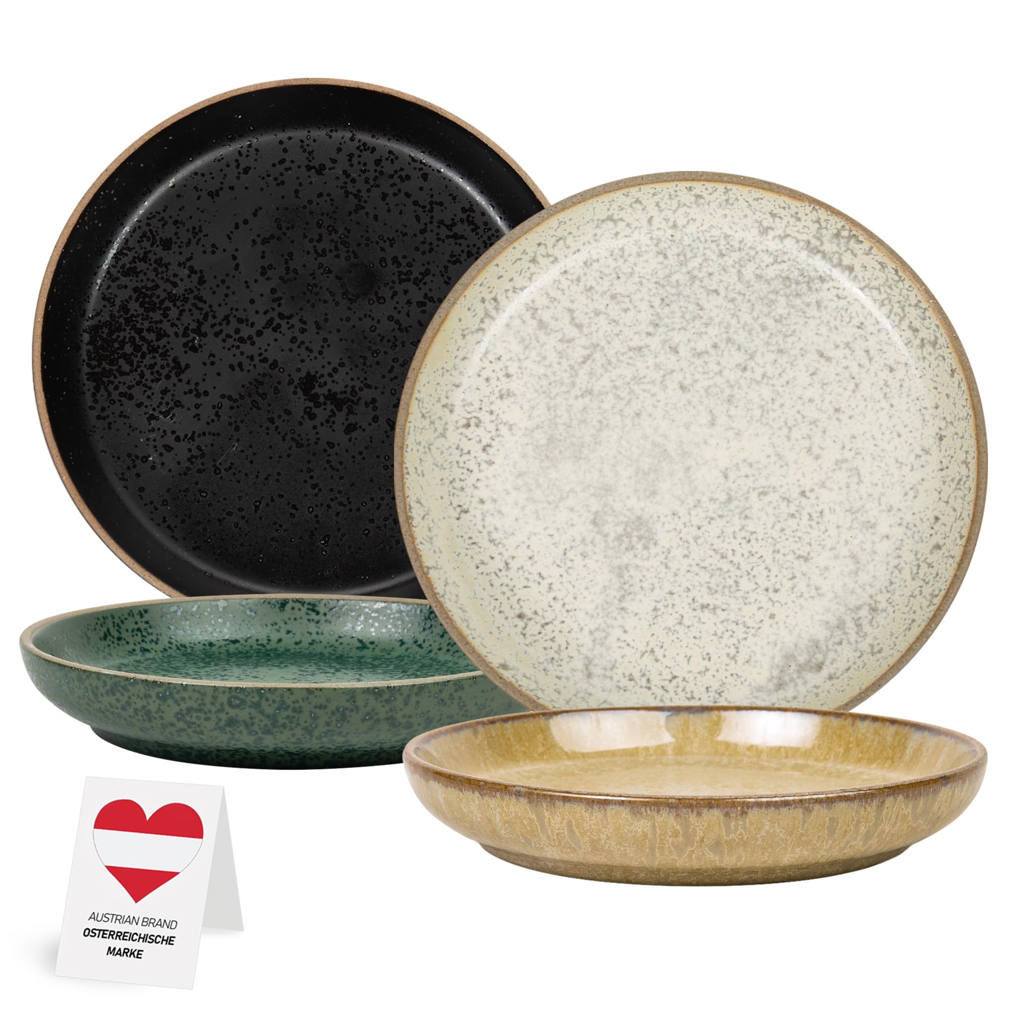 Urban Lifestyle Set Piatti Dessert 4 Pezzi Ø 15 cm in Gres Ronda, Piatti Piccoli Moderni e Colorati (4 Colori), Smalto Reattivo, Piatto Microonde e Lavastoviglie, Resistenti ai Graffi