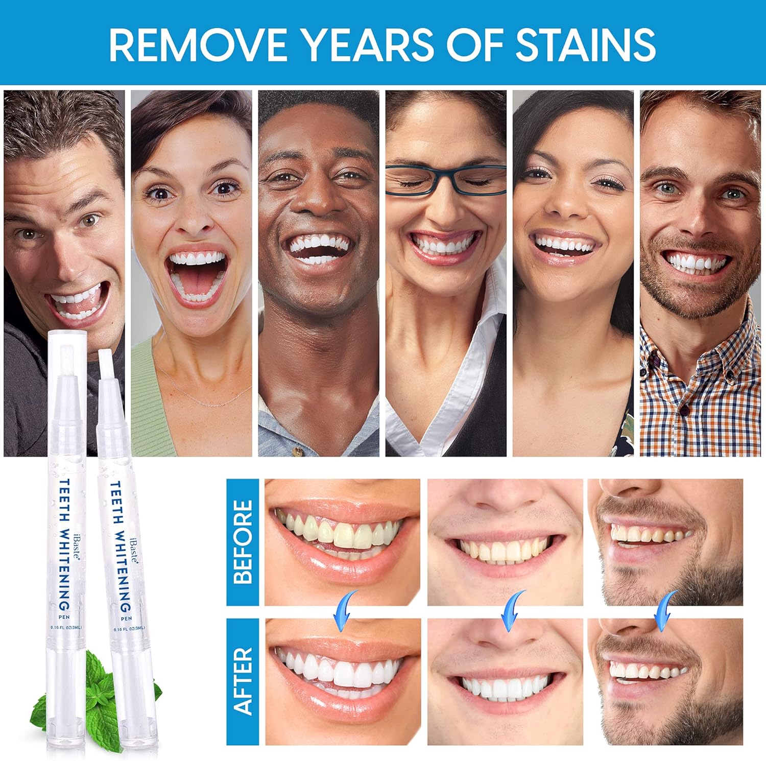 Teeth Whitening Pen - 3 Pens - Effective & Painless Whitening - Perfect for Sensitive Teeth - 35% Carbamide Peroxide, No Sensitivity, Travel-Friendly, Natural Mint Ingredient : Beauty & Personal Care