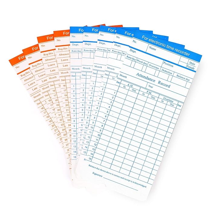 Buy Flexzion Time Cards, Monthly Timesheet, Clock Timecard 100 Pack