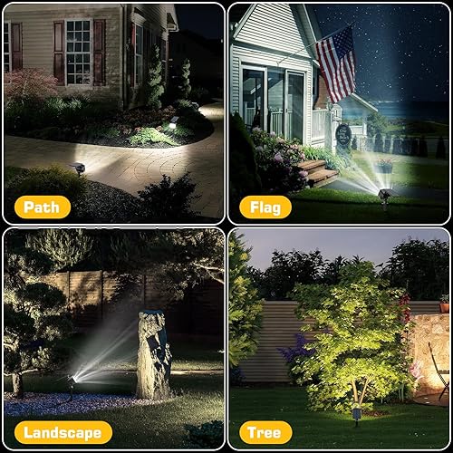 Miniatura 7 de Kaxiida Luces solares impermeables para exteriores, actualización 2025 de 3 niveles, luces LED de paisaje para árbol, camino, pared, panel solar