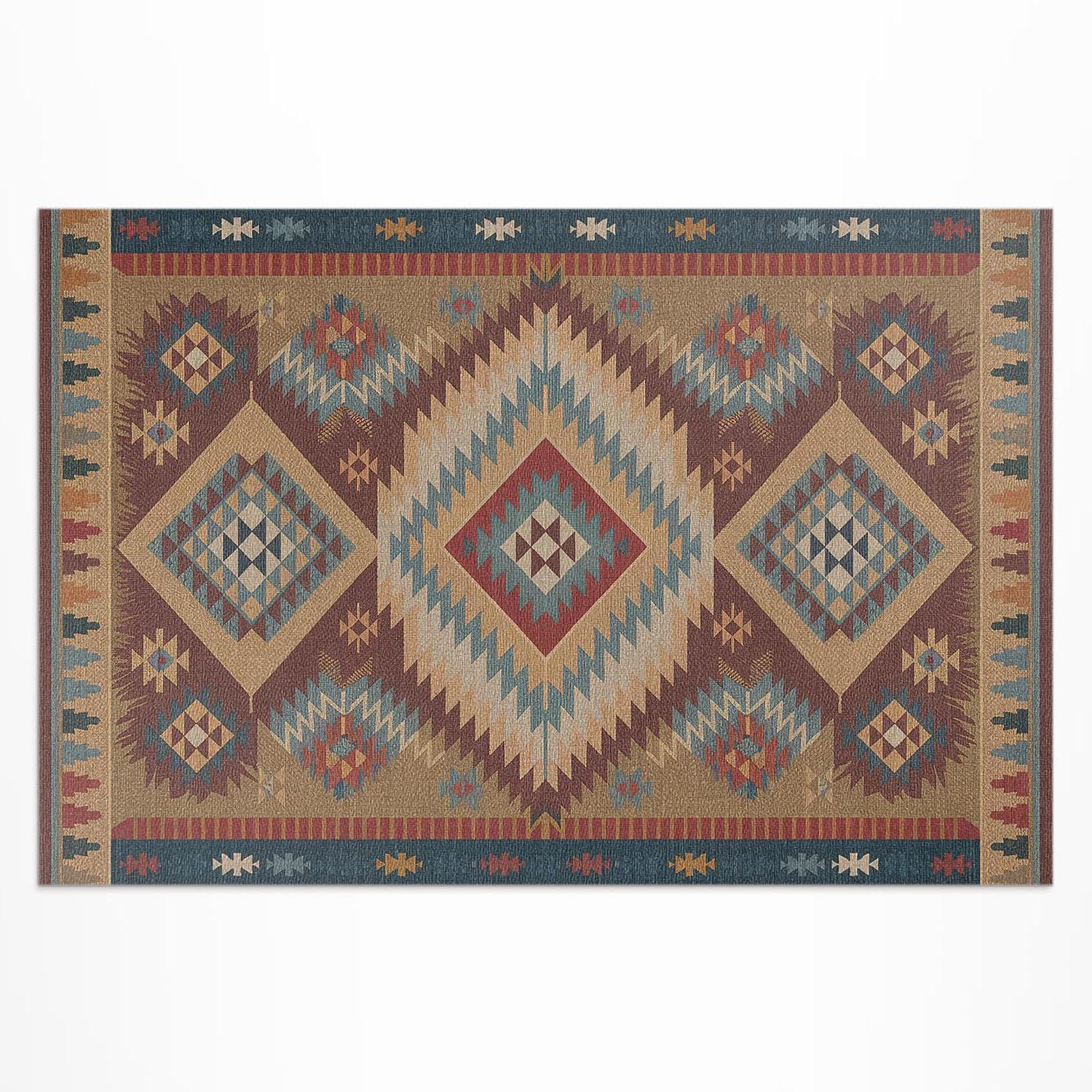 Tapis en vinyle aztèque 140x210 pour créer un salon de jardin chaleureux sur votre terrasse