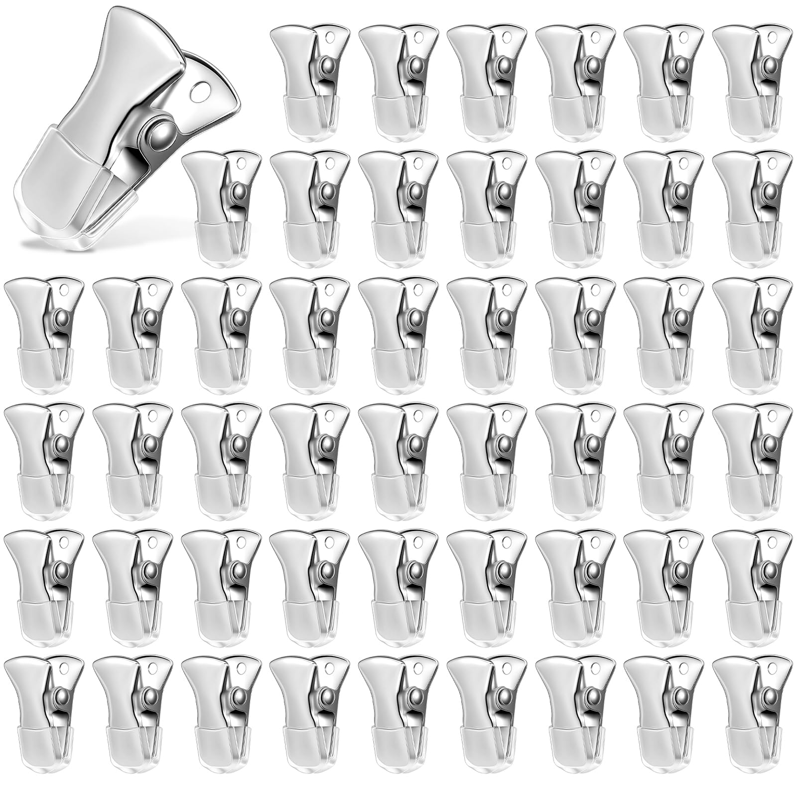 50PCS Small Metal Clips, 20 * 8mm Non-Slip Alligator Clips for Crafts, Flat Mouth Clip with Silicone Tip for Fabric, Sweater, Lanyard, Chip, Food, Bag, Office Supplies-Silver