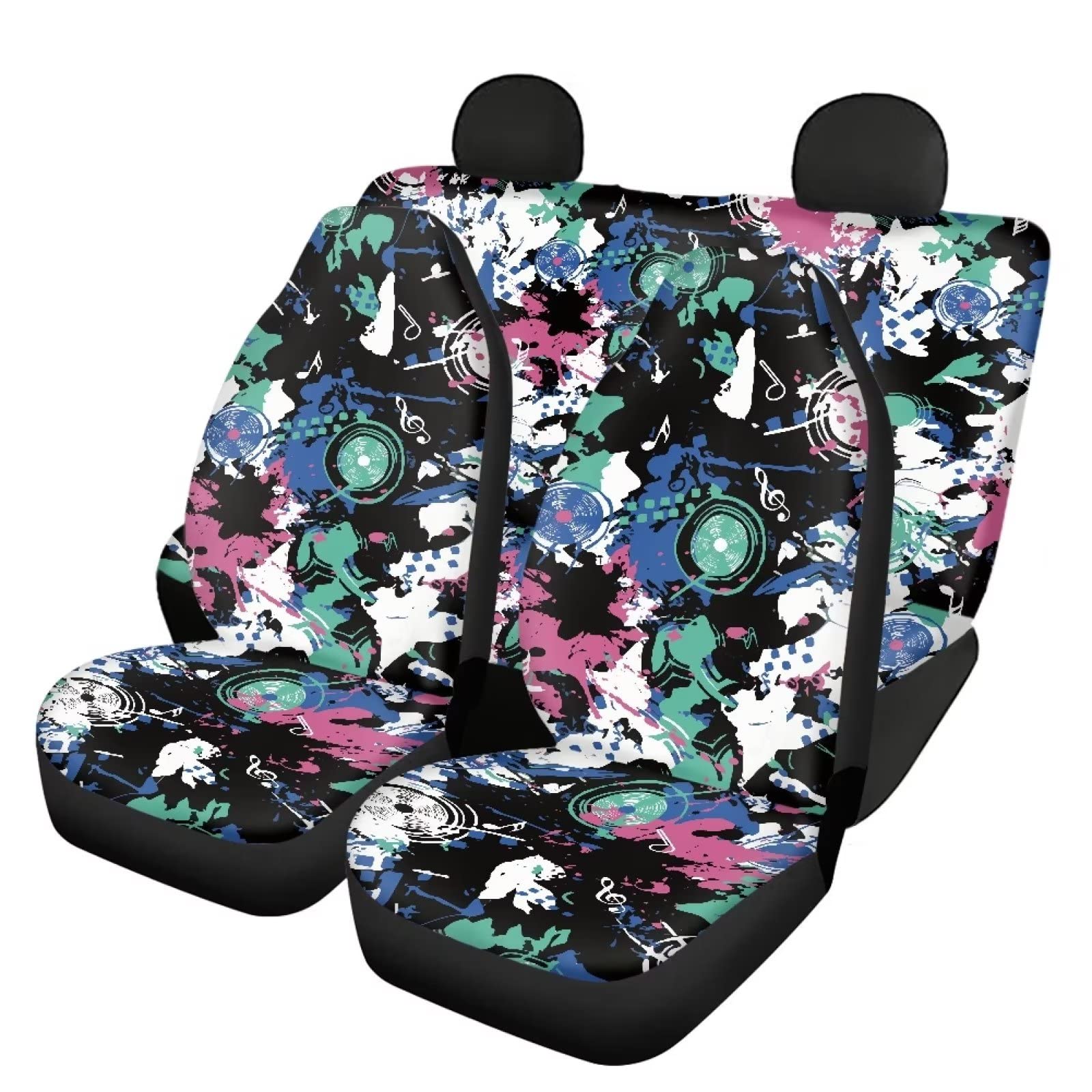 Modysero Graffiti Print Automotive Seat Cover Full Set Custom Breathable Elastic Car Seat Cover for Women Soft Comfortable Vehicle Seat Protector Universal Fit Most Cars SUV Trucks