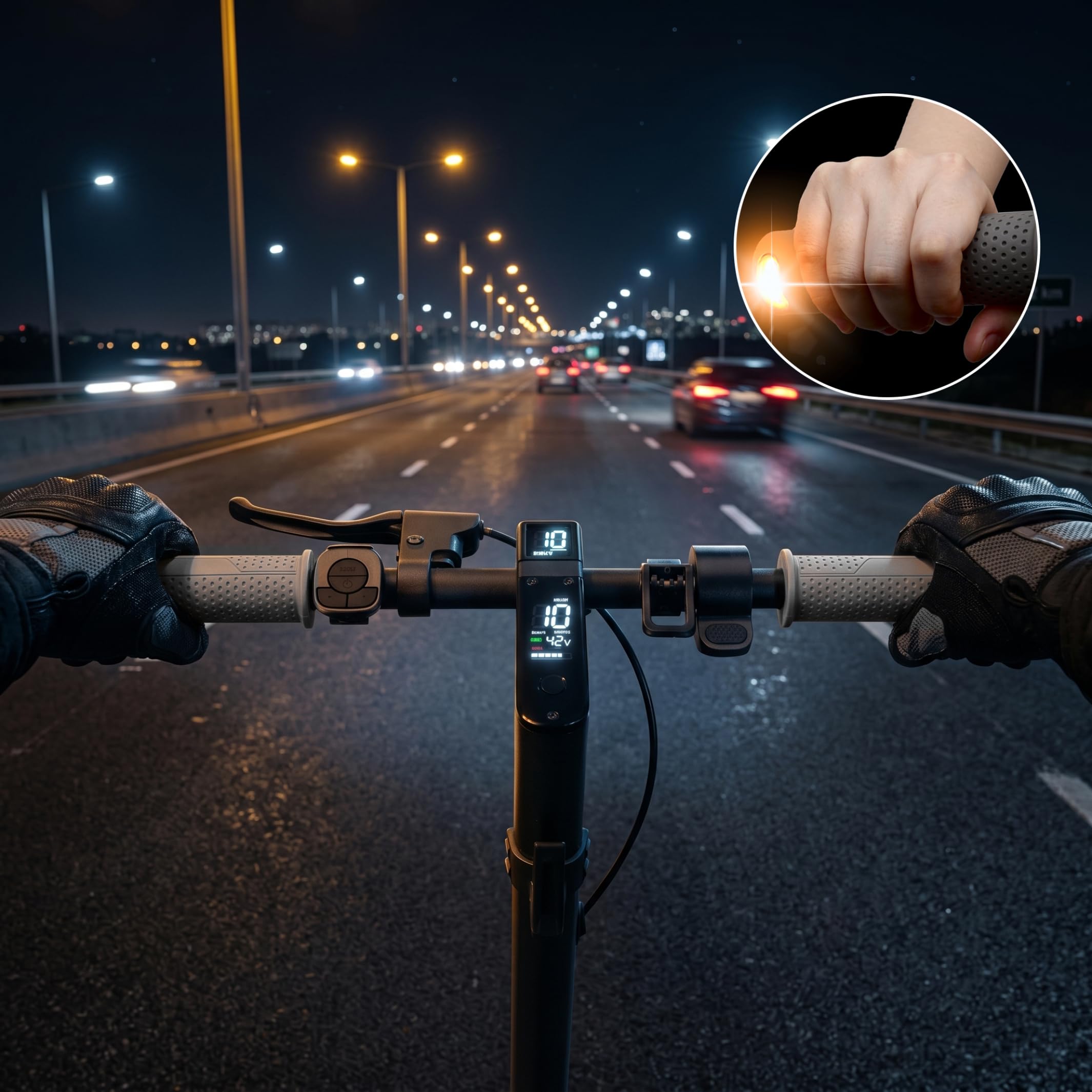 Señales de giro para Ebike 1 par de empuñaduras de scooter, señales de giro antideslizantes para manillar, accesorios de scooter E con alerta de freno negro, 0.86 pulgadas