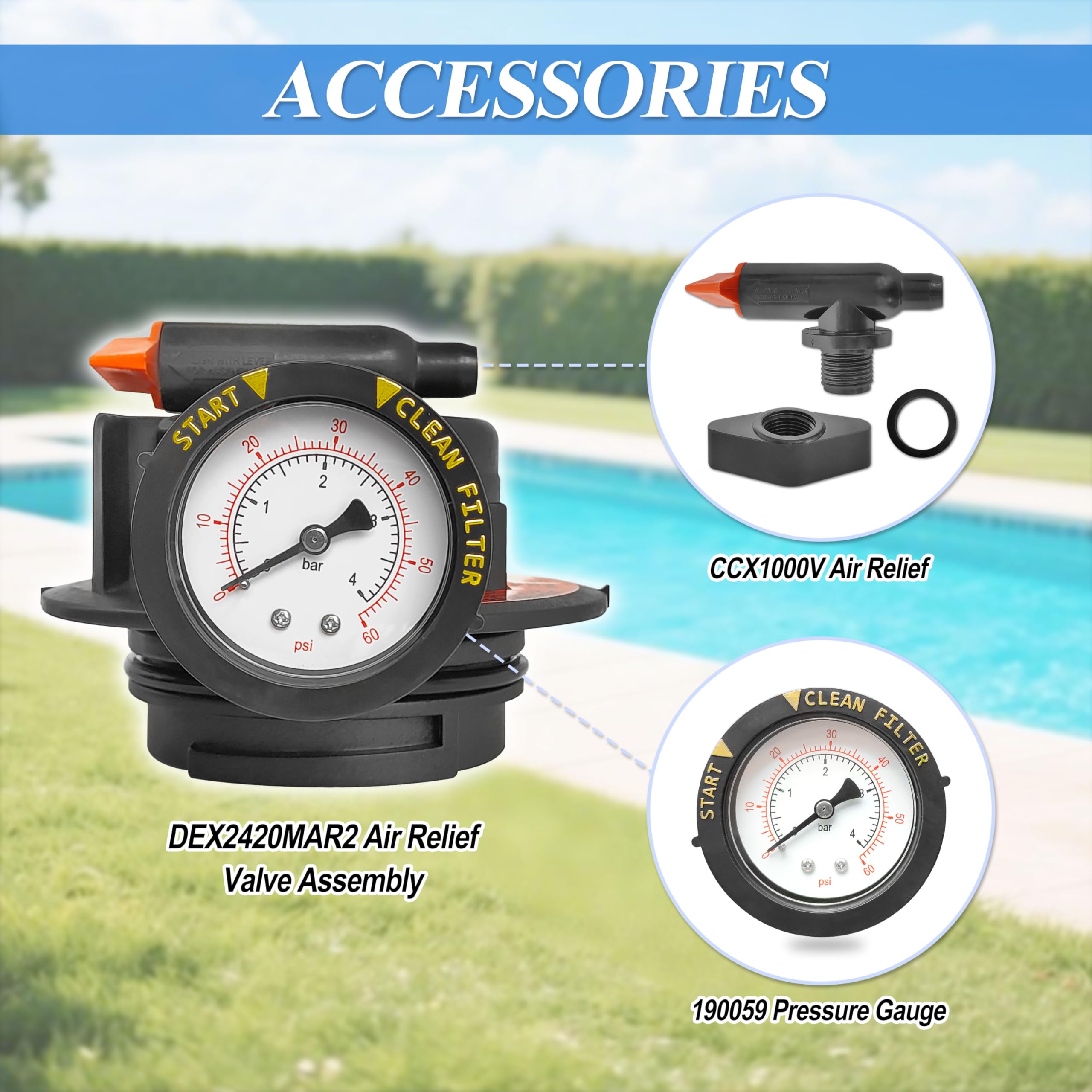 DEX2420MAR2 - Conjunto de alivio de aire manual, repuesto para Hayward compatible con filtro de piscina de cartucho y DE