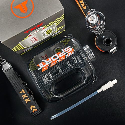 Miniatura 8 de TKK Botella de agua deportiva de 32 onzas con popote y pajilla, botella de agua de plástico de gran capacidad, apta para lavavajillas, botella de