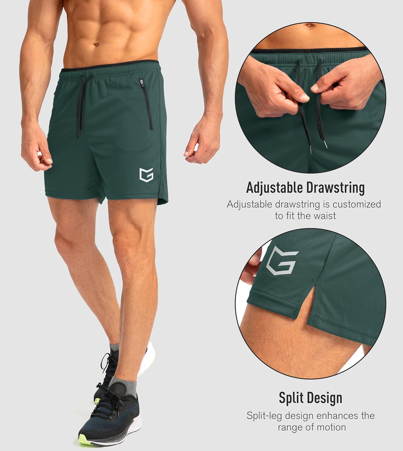 G Gradual Men's Running Shorts with Zipper Pockets Quick Dry Gym Athletic Workout 5" Shorts for Men - Image 5