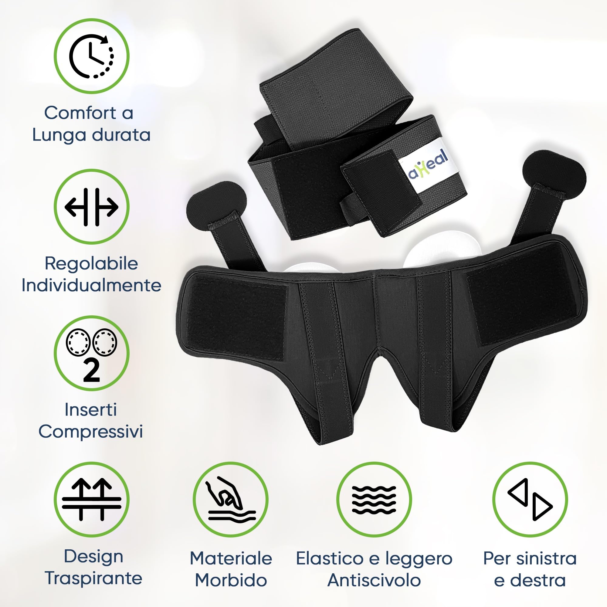 aHeal Mutande per ernia inguinale uomo - Slip ernia inguinale uomo con cintura ernia inguinale uomo - Cinto ernia inguinale uomo per sollievo dal dolore - 2: 89.5-97 CM; 35-38.1", Nero