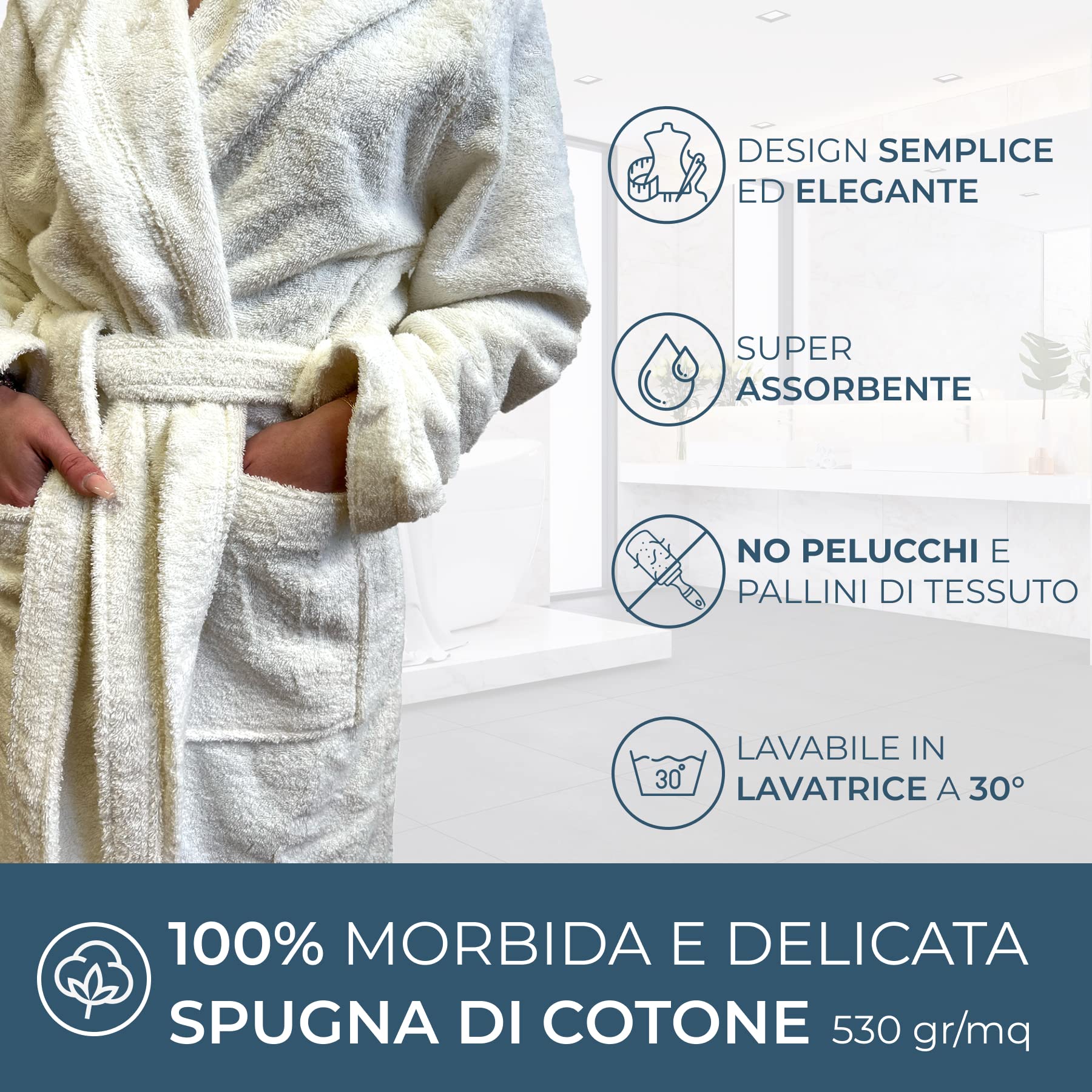 Peignoir De Bain Femme Capuchon - Longueur Mollet/cheville, éponge Coton 380g/m² Certifié OEKO-TEX