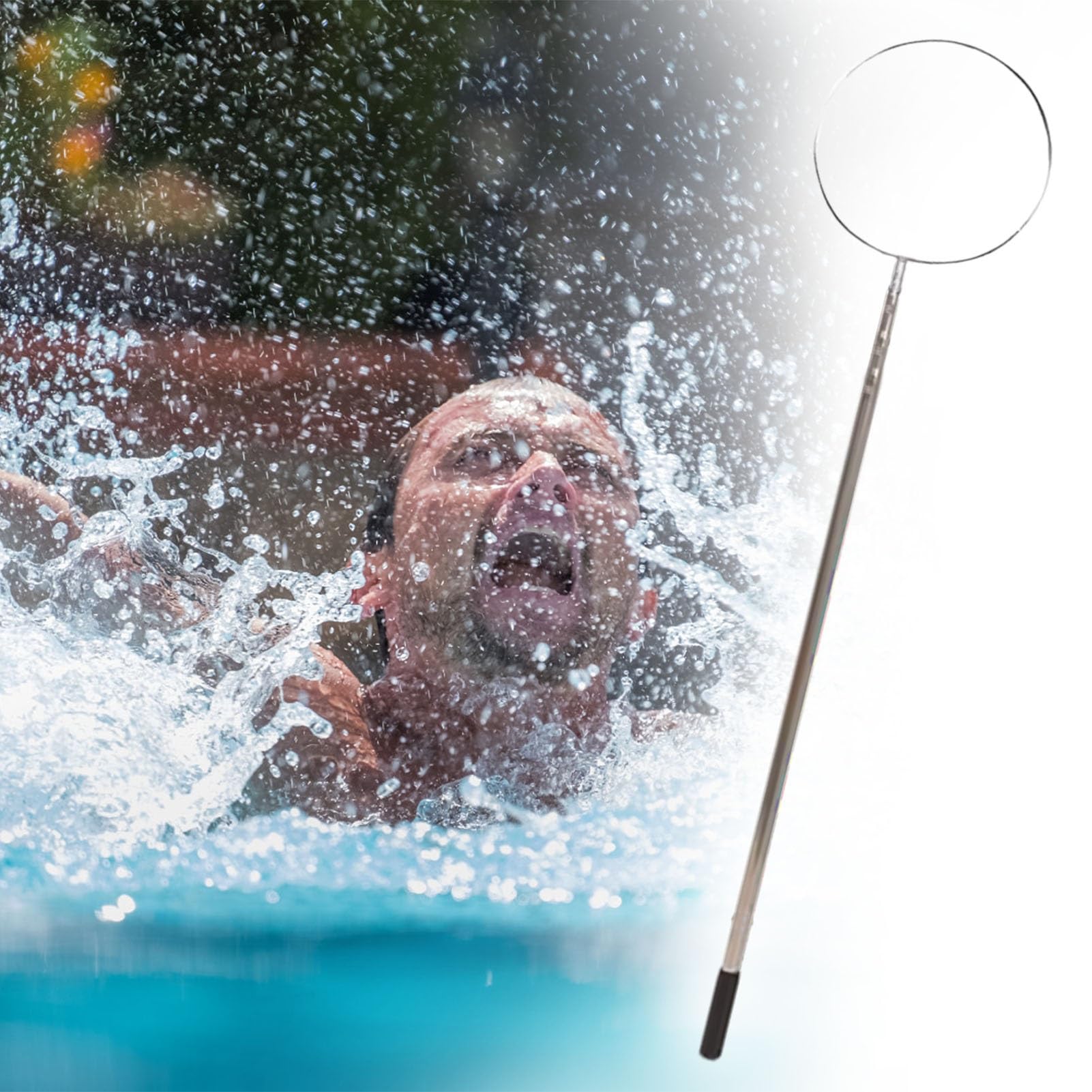 Pool Safety Ring Hook with Telescopic Pole Stainless Steel Emergency Life Saving Equipment for Water Rescue (4.5m)
