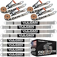 Vista 11 de VULCAN Kit completo de amarre de correa de eje con correas de trinquete de gancho a presión, amarillo clásico, incluye (4) correas de eje de 22